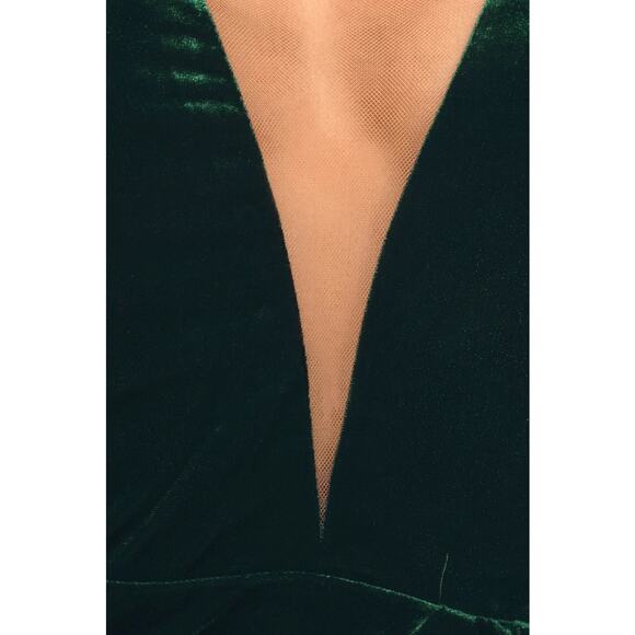 Lulu’s My Dream Come True Forest Green Velvet Strapless Gown Size Medium - Picture 3 of 8